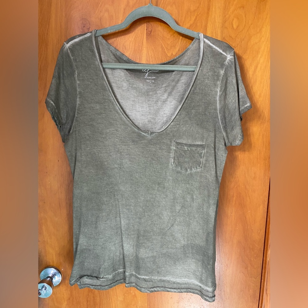 Olive Green V-neck Tee